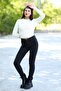 Women's Beige Corded Crop Knit Sweater Short Model Acrylic Fabric Ribbed - 3122 - 5