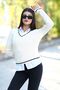 Women's Beige V-Neck Knitwear Body Piping Detailed 100% Polyamide - 2003 - 2