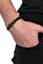Men's Genuine Leather Turkish Flag Themed Handmade Bracelet