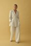 Linen Blazer Trousers Set - Belted - 2