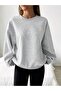 Women's Gray Basic Soft Textured Loose Sweatshirt