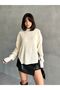 Women's Oversized Knit Sweater with Embroidered Edges and Slits - 4