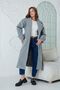 Women's Double Breasted Jacket Lapel Belted Long Sleeve Off Shoulder Lined Midi Length Gray Coat 9002 - 5