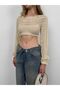 New Season Knitted Detailed Crop Knitwear White Women's Blouse Sweater 23S16002