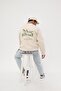Crew Neck Fleece Move Ahead Text Printed Beige Oversize Hoodie Sweatshirt - 5