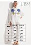 Women's Shirt - Embroidery Embroidered - Folded Sleeves - Loose Cut - Woven Linen - 4