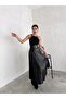 Black Belted Pleated Comfortable Fit Lycra Leather Skirt - 3