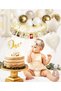 First Birthday Decoration, Beige, White, Gold Rose Balloons, 1St Birthday, Birthday Party Set Decoration - 3