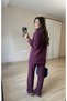 Women's Casual Wear Shirt Set - Escobar Cotton Knitted Fabric in Plum Color - 5