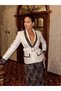 Women's White Imported Tweed Fabric Leopard Pattern Lined Belted Special Design Jacket Skirt Top-Bottom Set - 3