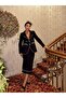Women's Black Imported Tweed Fabric Pearl Embroidery Detail Lined Special Design Jacket Skirt Top-Bottom Set - 5