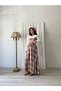 Long Cream-Burgundy Plaid Gilet Collar White Blouse Set (Gilet-Bluz) - 3