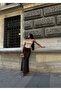 Women's Brown Long Satin Skirt - 4