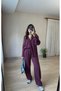 Women's Casual Wear Shirt Set - Escobar Cotton Knitted Fabric in Plum Color