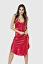 Bihter Red Long Satin Nightgown