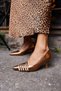 Bruo Women's Brown Bronze Buckle-Detail Heeled Shoes - 8