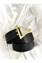 Black Thick Belt - Triangle Gold Buckle - 3