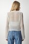 Shilsee Women's Beige Silvery Openwork Transparent Knitted Blouse - 5