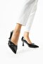 Women's Double Belt Detailed Patent Leather Goblet Heeled Shoes - Black - 4