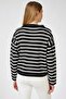 Women's Striped Polo Collar Knit Sweater - 2
