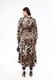Women's Leopard Patterned Satin Shirt Dress - 8