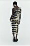 Allbucks Za Ra Asymmetrical One Sleeve Patterned Long Maxi Lined Tulle Dress Abzra0020 - 4