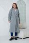 Women's Double Breasted Jacket Lapel Belted Long Sleeve Off Shoulder Lined Midi Length Gray Coat 9002 - 6