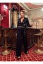 Women's Black Tweed Fabric Jacket with Accessories, Chain Detail Pants, Lined, Special Design Top and Bottom Set - 6