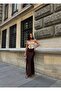 Women's Brown Long Satin Skirt - 3