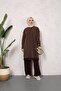 Women's Modest Side Line Patterned Silvery Knitwear Tunic Pants 2-Piece Bottom-Top Set - 3