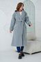 Women's Double Breasted Jacket Lapel Belted Long Sleeve Off Shoulder Lined Midi Length Gray Coat 9002 - 8