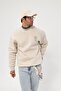 Crew Neck Fleece Move Ahead Text Printed Beige Oversize Hoodie Sweatshirt - 6