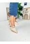 Casual Women's Cream Pointed Toe Adjustable Belt Detailed Classic Thin Heeled Shoes 922 - 5