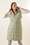 5140 Hooded Long Puffer Vest - Green - 4