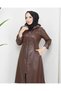 Women's Leather Hooded Trench Coat - 2