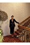 Women's Black Imported Tweed Fabric Pearl Embroidery Detail Lined Special Design Jacket Skirt Top-Bottom Set - 7