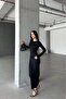 Long Sleeve Crew Neck Slim Fit Diver Maxi Dress - 6