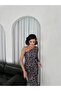 Women's Stretchy Sandy Fabric Midi Length Pencil Cut Single Sleeve Printed Evening Dress - 3