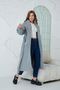 Women's Double Breasted Jacket Lapel Belted Long Sleeve Off Shoulder Lined Midi Length Gray Coat 9002 - 7