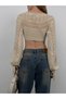 New Season Braided Knitwear White Crop Women's Blouse Sweater 23S16002 - 4