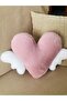 Rabbit Fur Heart Winged Soft Pink Plush Pillow - 2