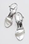Women's Stone Heeled Shoes SILVER MIRROR - 5