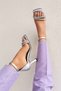 Octavia open front closed back stoned heeled leather shoes silver - 3