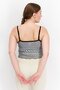 Women Scoop Neck Diamond Plaid Singlet Top, Black - 3