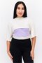 Women Round Neck Short Sleeves Layered Crop Top, Cream