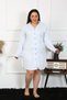 Fashion Line Women Large Size Cotton Buttoned Long Sleeve Blue Tunic Nightgown 12202