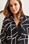 Women's Asymmetrical Black Single Pocket Woven Viscon Shirt Gml- 19000890