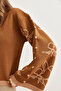 Women's Tan Spanish Sleeve Patterned Knitwear Sweater Kzk- 19000827 - 6