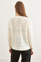 Women's White V-Neck Openwork Thick Knitwear Sweater Kzk- 19000829 - 6