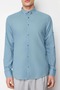 Mavi Düğmeli Yaka Apoletli Slim Fit %100 Pamuklu Keten Görünümlü Gömlek TMNSS20GO0189 - 10